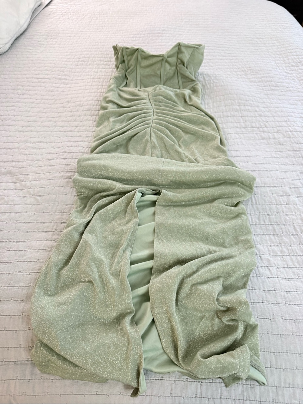 Fashion Nova Strapless Ruched Mint Green Gown